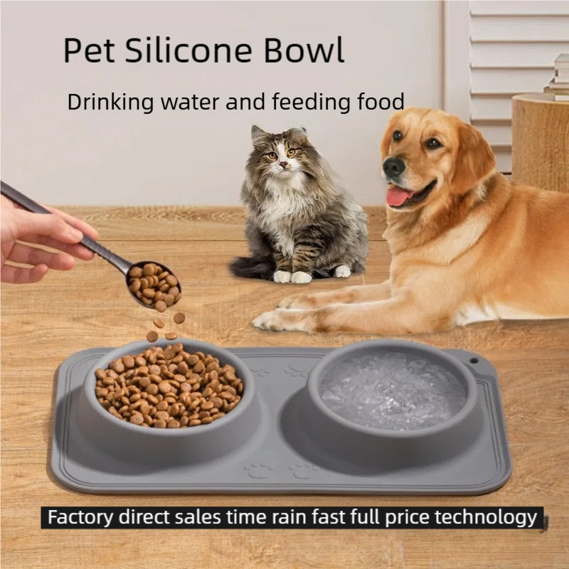 Silicone Non-Slip Pet Drinking And Feeding Double Bowl™