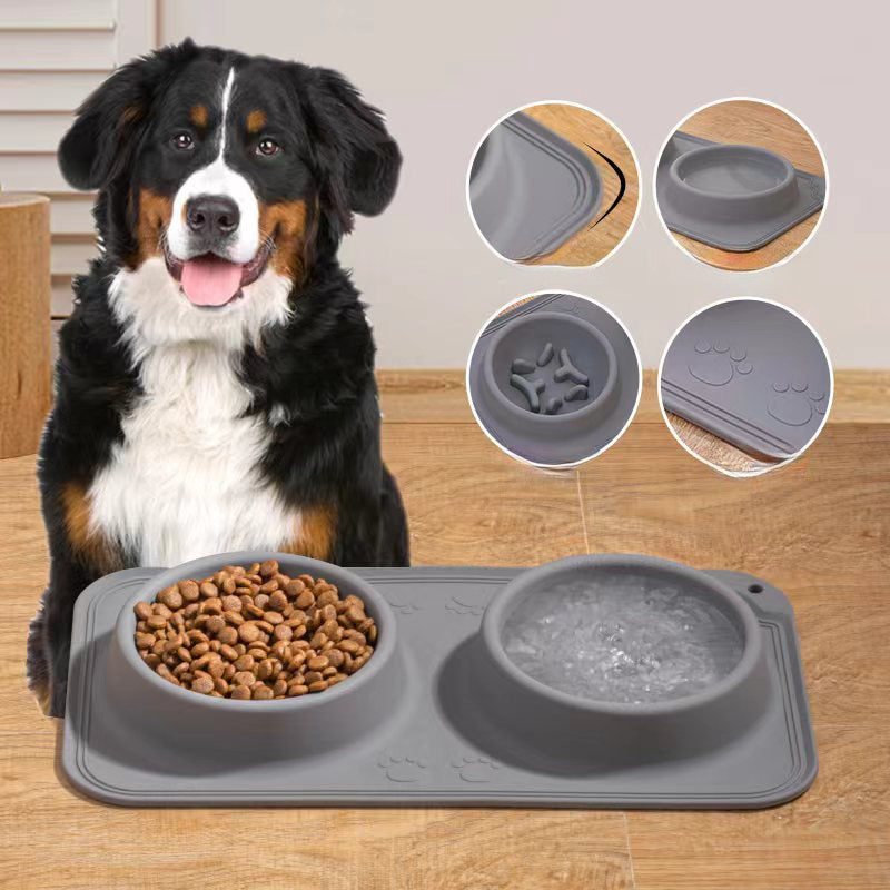 Silicone Non-Slip Pet Drinking And Feeding Double Bowl™