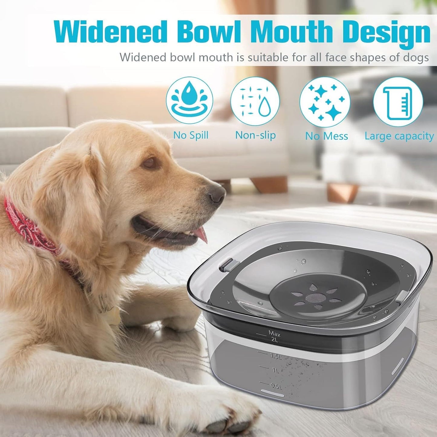 Dog Water Bowl 2L No Spill Dog Bowl™